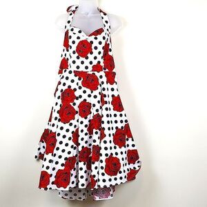 Grace Karin Halter Swing Dress Rose Floral 1950's Size XXXL